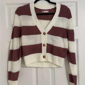 NWT Sz XS Striped V-Neck Cardigan Sweater